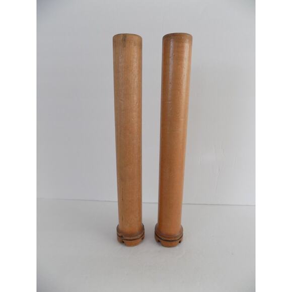 Wood Spools Bobbins Wooden Industrial 14" candle holder SET of 2 - Picture 2 of 6